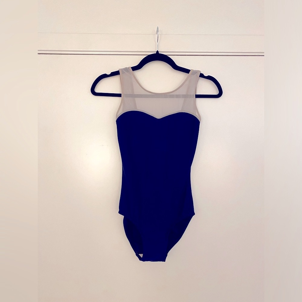 Elevé Vizant Leotard Size S in dark blue and nude mesh